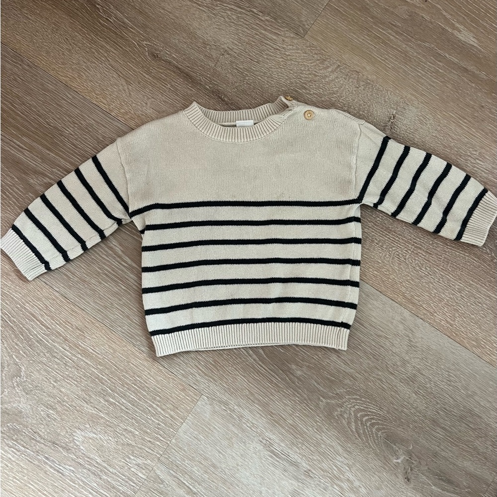 Striped Sweater with Button Detail